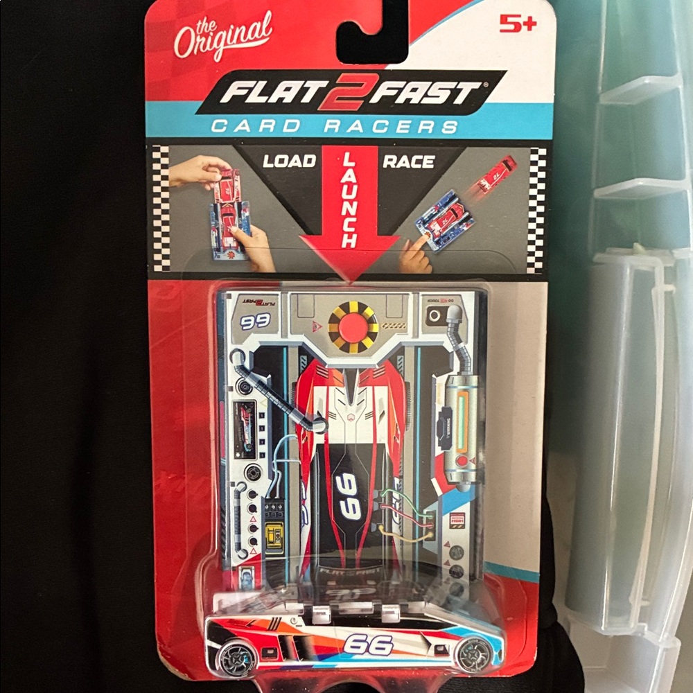 The Original Flat to Fast Card Racers set, car #66 & launcher, NEW in pack!